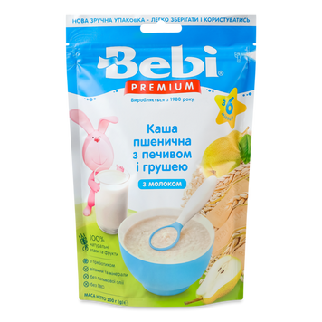 Д-Х каша молочна пшенична печ/груша м/у 200г 6міс+ Bebi Premium 6/3305 фото