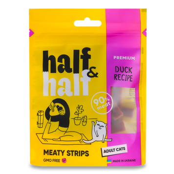 Ласощі для котів в формі м'ясних шматочки очків із качкою 50 г Half&Half 39/5522 фото