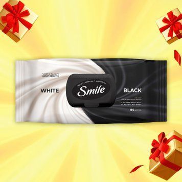 Серветки вологі Smile &laquo;Чорні та білі&raquo;, 84 шт 05/32042 фото