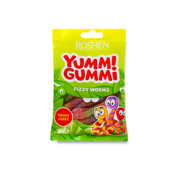Цук-ки Yummi Gummi Fizzy Worms желейні м/у 70г Рошен 1/19538 фото