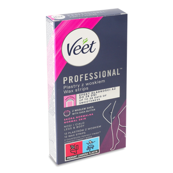 Смужки д/депіляції Veet Professional д/норм шкіри 12шт VEET 08/0425 фото