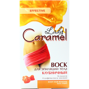 Віск д/депіляції тіла Полуниця 16 смужок Caramel 08/19196 фото