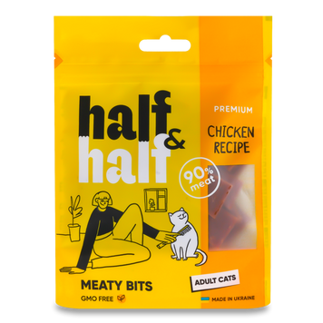 Ласощі для котів в формі м'ясних шматочки очків із куркою 50 г Half&Half 39/5523 фото