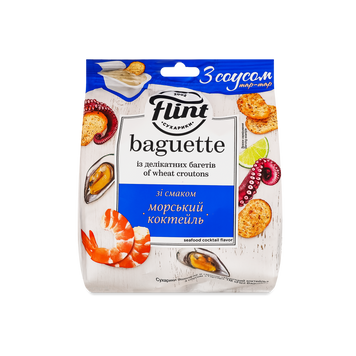 Сухарики Baguette пшен Морський коктейль + діп соус Тартар 50г(55г) Flint 9/37411 фото