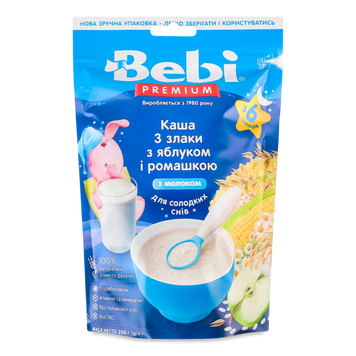 Д-Х каша молочна 3 злаки/ябл/ромашка м/у 200г 6міс+ Beby Premium 6/3363 фото