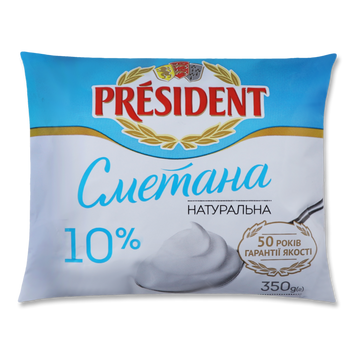 Сметана 10% п/е 350г PRESIDENT 2/5546 фото