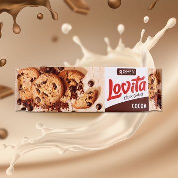 Печиво Lovita Classic Cookies шматочки очки шок глазур 150г Рошен 1/18184 фото
