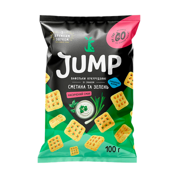 Снек вафлі кукурудзяні Сметана з зеленню м/у 50г Jump 1/21323 фото