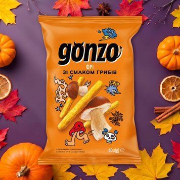 Снек кукурудзяний Gonzo &laquo;Соломка&raquo; зі смаком грибів, 40 г 9/26806 фото