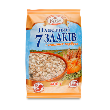 Пластівці cуміш 7 злаків/насіння гарбуза п/е 400г Козуб Продукт 9/32845 фото