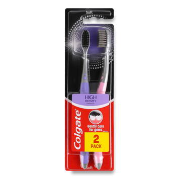 Зубна щітка м'яка High Density Charcoal 2шт COLGATE 08/37360 фото