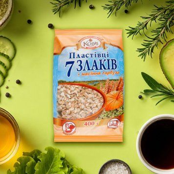 Пластівці cуміш 7 злаків/насіння гарбуза п/е 400г Козуб Продукт 9/32845 фото