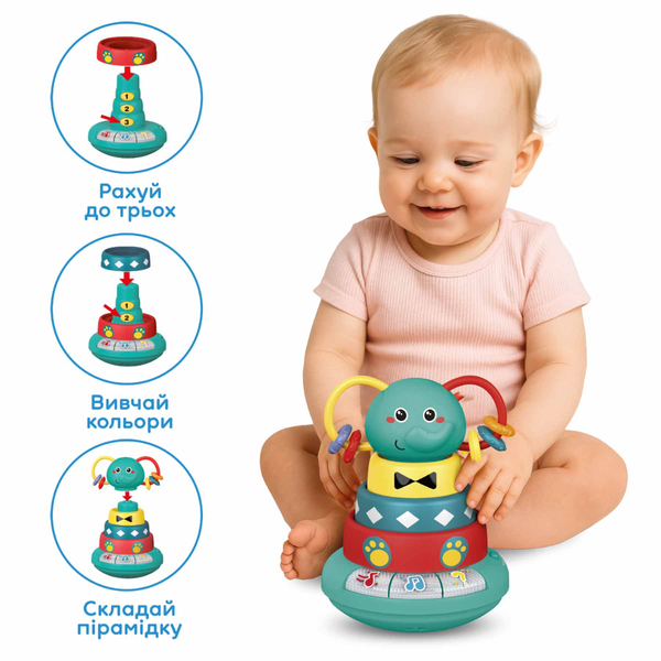 Інтерактивна іграшка Слоненя Грайко укр світло 1305-UK Kiddi Smart 36/153754 фото
