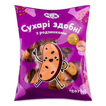 Сухарі здобні з родзинками 250г БКК 1/16484 фото