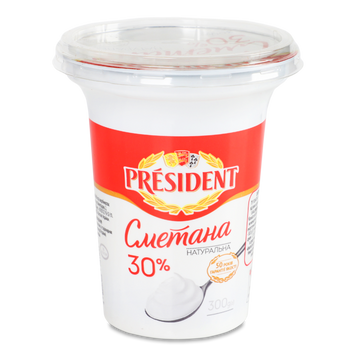Сметана 30% пл/у 300г PRESIDENT 9/6263 фото