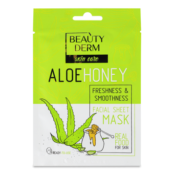 Маска для обличчя тканинна АЛОЕ/МЕД 25мл BEAUTYDERM 19/60664 фото