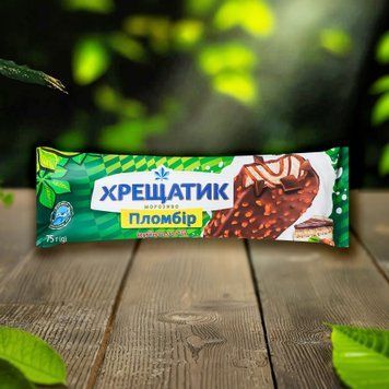 Морозиво пломбір Хрещатик Київський 12% см.ліс.горіха в конд.гл М/Ш, 75г 2/9886 фото
