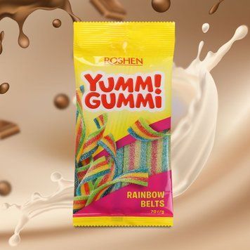 Цукерки Yummi Gummi Sour Belts желейні м/у 70г Рошен 1/15519 фото