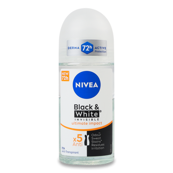 Антиперспірант жін Чорне/біле е Невидим Ultimate Impact рол 50мл NIVEA 08/36345 фото