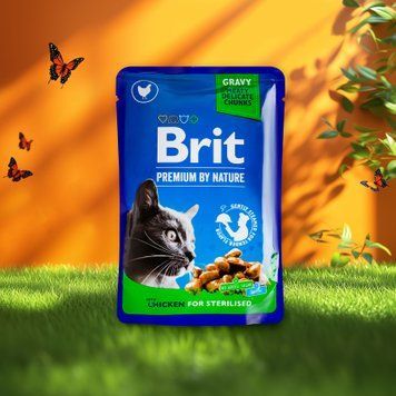 Корм для стериліз котів курка 100г Brit Premium 39/3745 фото