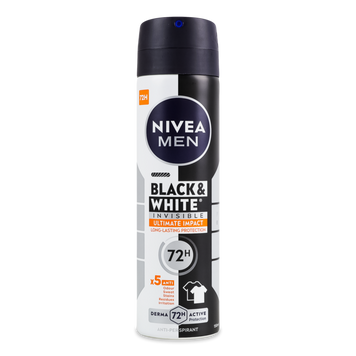 Антиперспірант чоловічий Чорне/біле Невидим Extra спрей 150мл NIVEA 85388 08/36346 фото