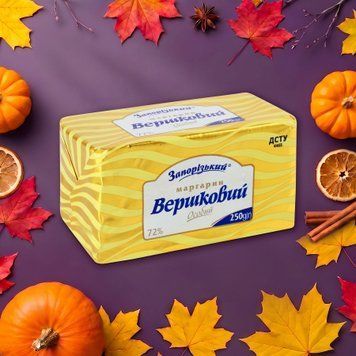 Маргарин Запоріжський 72% Вершковий ф 250г 2/123 фото