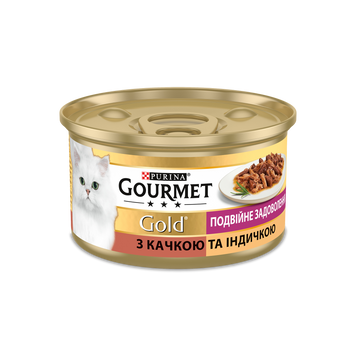 Корм для котів шматочки очки в підливці качка/індичка з/б 85г Gourmet Gold 39/5907 фото