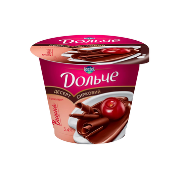Десерт сирковий &laquo;Дольче&raquo; Вишня в шоколадній глазурі 3,4% 200 г President 9/6269 фото