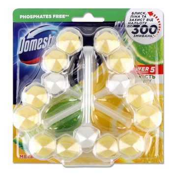 Блок гігієничний для унитазу POWER5 Свіжість лайму 3*55г DOMESTOS 07/26080 фото