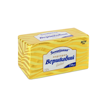 Маргарин Запоріжський 72% Вершковий ф 250г 2/123 фото