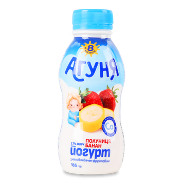 Йогурт Полуниця-банан 2,7% пляш 185г Агуня 2/6712 фото