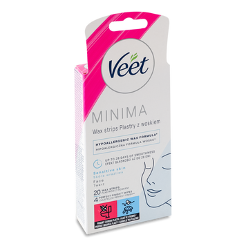 Смужки д/депіляції Minima д/облич 20шт VEET 08/2802 фото