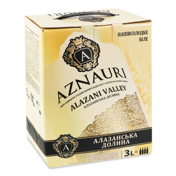 Вино Алазанська долина біле н/сол т/п 3л Aznauri 4/20665 фото