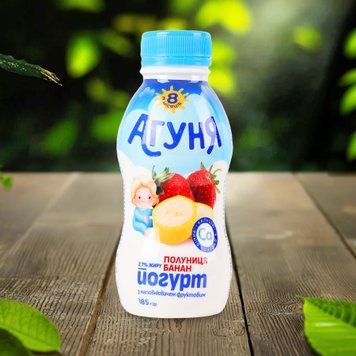 Йогурт Полуниця-банан 2,7% пляш 185г Агуня 2/6712 фото