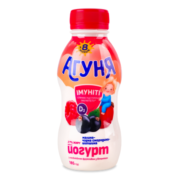 Йогурт Малина-смород-шипшина 2,7% пляш 185г Агуня 2/6713 фото