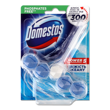 Блок гігієничний для унітазу POWER 5 свіжість Океану 55г DOMESTOS 08/32096 фото