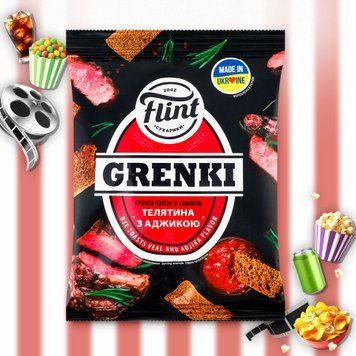 Грінки Grenki житні телятина/аджика 100г Flint 9/18787 фото