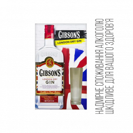 Набір Джин London Dry Gin 37,5% ТМ Gibson's 0,7л + стакан