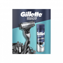 Набор мужской Mach3 Charcoal (станок +1 картридж+гель для бритья) ТМ GILLETTE